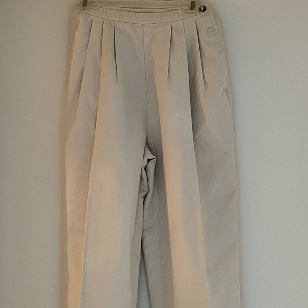 Beige Cream Vintage 100% Cotton Pants High Waisted Fully Lined - Gorgeous!